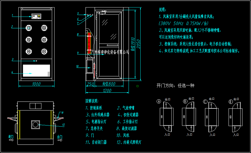 方案圖標(biāo)注風(fēng)淋室空氣過(guò)濾器濾芯裝在哪里